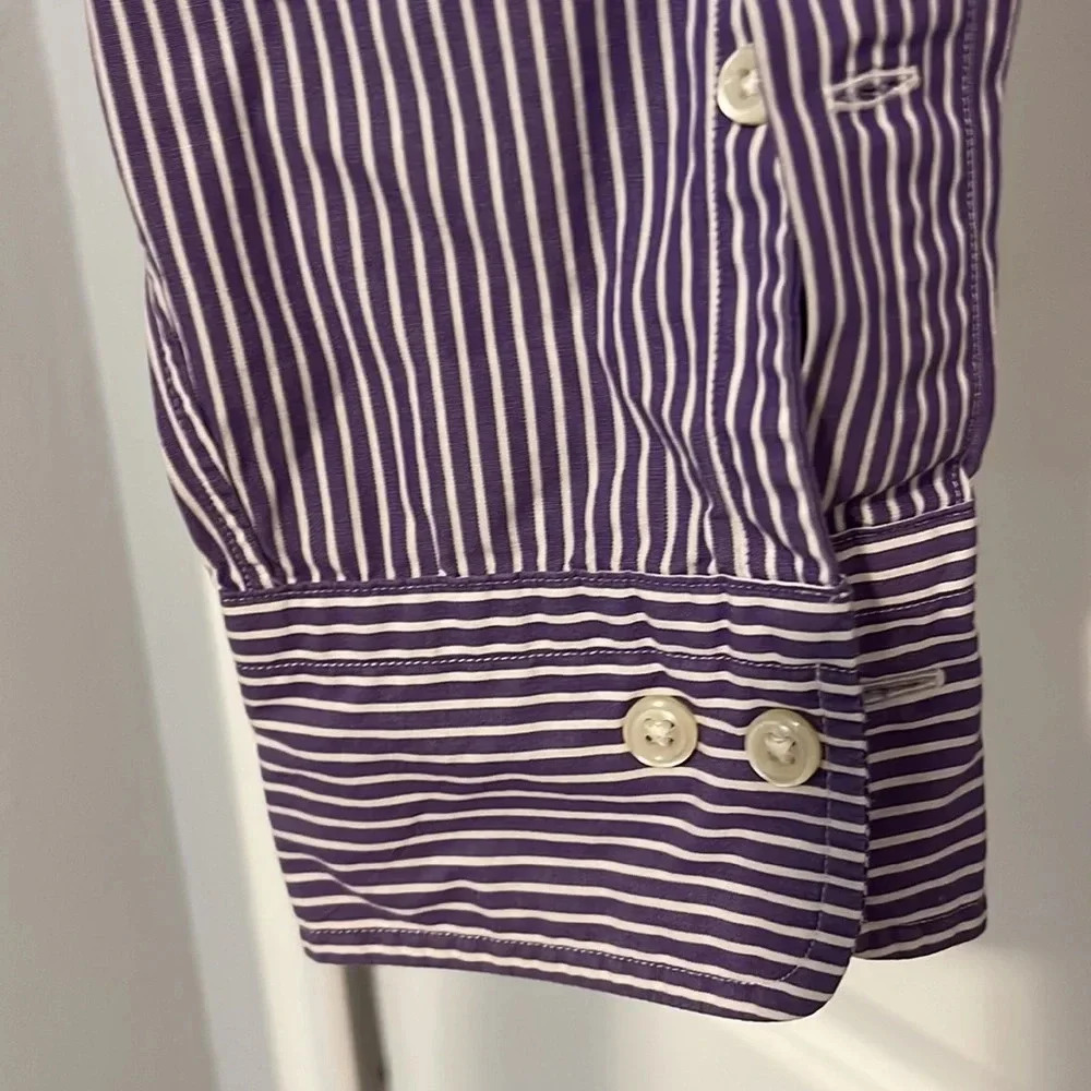 Polo by Ralph Lauren Andrew Classic Fit 15-1/2 and‎ 32/33 Purple and White - Picture 5 of 5